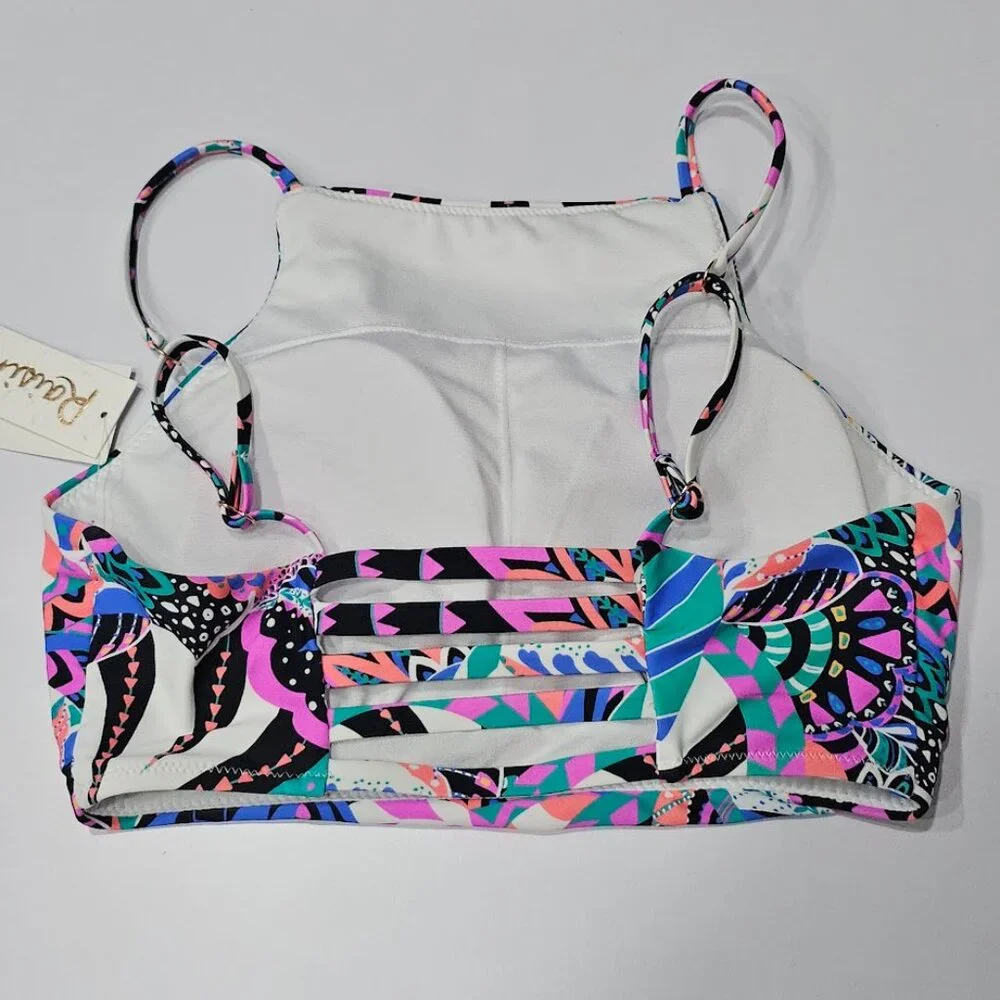 Raisins Juniors' Kaori High-Neck Lattice-Back Bikini Top - Picture 6 of 8